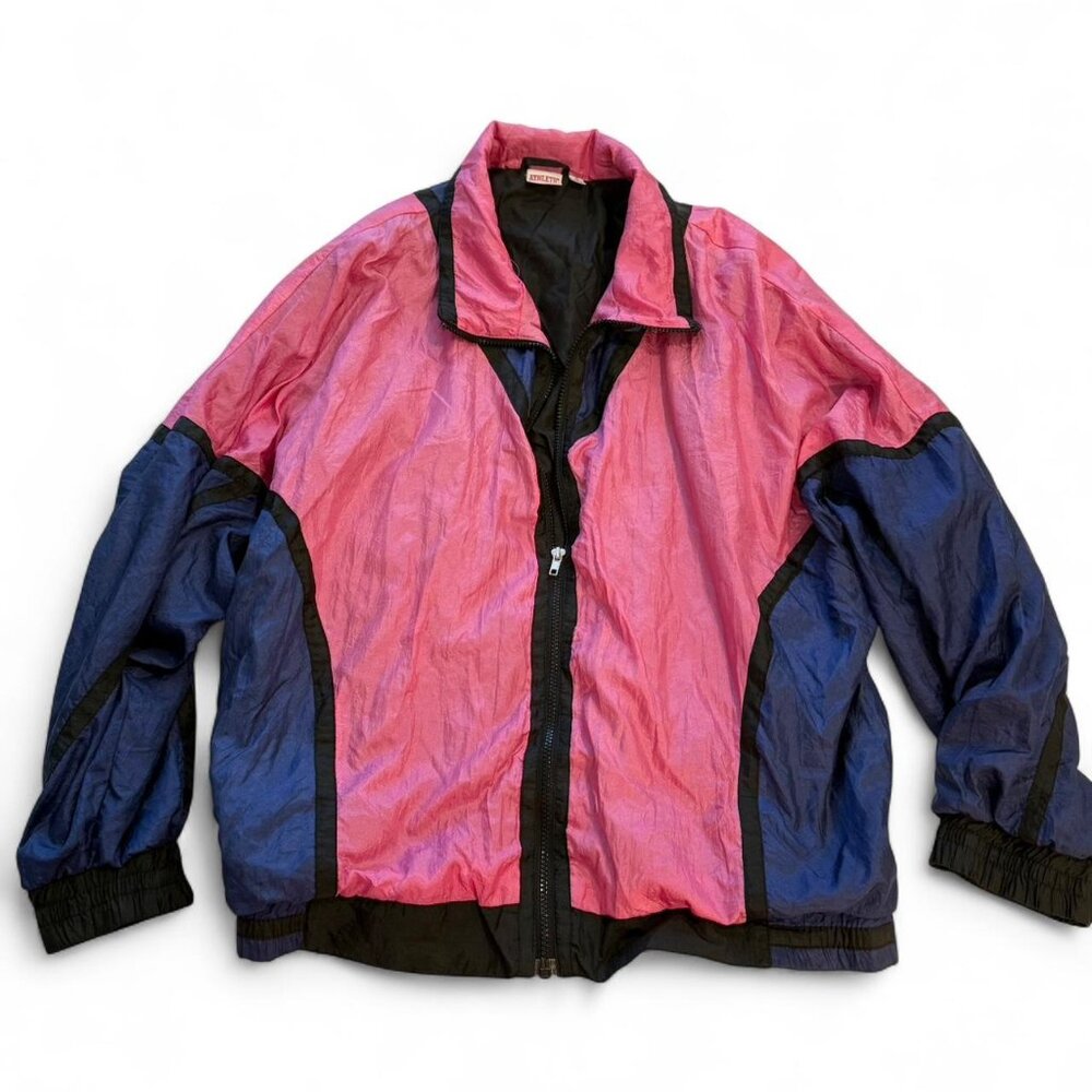 Vintage Athletic Works Pink Purple Windbreaker Jacket